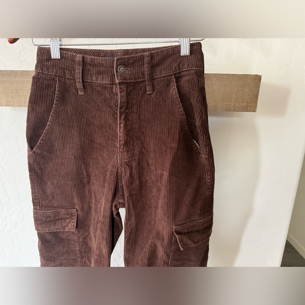 Hollister|Brown corduroy carpenter cargo jeans,ultra high rise baggy pants•••00 - Picture 3 of 13